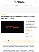 Oracle brings Cerebras inference chips into its AI cloud