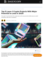 Top 5 Layer-1 Crypto Projects With Major Potential to Lead in 2025 - DailyCoin