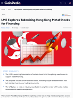 LME Explores Tokenizing Hong Kong Metal Stocks for Financing
