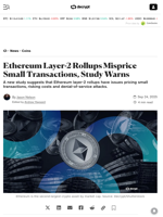 Ethereum Layer-2 Rollups Misprice Small Transactions, Study Warns - Decrypt