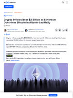 Crypto Inflows Hit $2 Billion as Ethereum Outshines Bitcoin