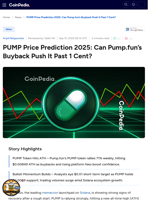 PUMP Price Prediction 2025: Can Pump.fun’s Buyback Push It Past 1 Cent?