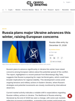 Russia plans major Ukraine advances this winter, raising European concerns