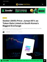 Seeker (SKR) Price: Jumps 65% as Token Gets Listed on South Korea's Biggest Exchange - CoinCentral
