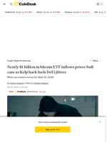 Nearly $1 billion in bitcoin (BTC) ETF inflows power bull case as Kelp hack fuels DeFi jitters: Crypto Daily