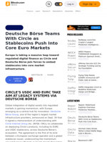 Deutsche Börse Teams With Circle as Stablecoins Push Into Core Euro Markets – Finance Bitcoin News