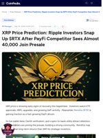 XRP Price Prediction: Ripple Investors Snap Up $RTX After PayFi Competitor Sees Almost 40,000 Join Presale