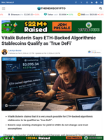 Vitalik Buterin Says ETH-Backed Algorithmic Stablecoins Qualify as ‘True DeFi’ - TheNewsCrypto