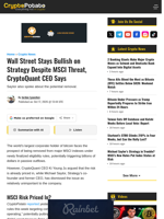 Wall Street Stays Bullish on Strategy Despite MSCI Threat, CryptoQuant CEO Says