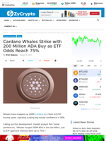 Cardano Whales Strike with 200 Million ADA Buy as ETF Odds Reach 75% ⋆ ZyCrypto