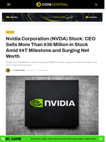 Nvidia Corporation (NVDA) Stock: CEO Sells More Than $36 Million in Stock Amid $4T Milestone and Surging Net Worth