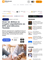 Over $1 Billion in Crypto Liquidations as BTC and Altcoins Tumble – Markets and Prices Bitcoin News