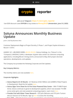 Soluna Announces Monthly Business Update