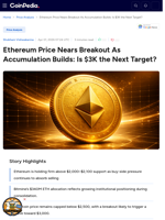 Ethereum Price Nears Breakout As Accumulation Builds: Is $3K the Next Target?