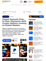 Paypal Expands Peer-to-Peer Payments With Crypto Options Coming to Global Wallets – Featured Bitcoin News