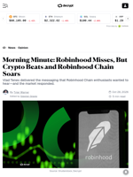 Morning Minute: Robinhood Misses, But Crypto Beats and Robinhood Chain Soars - Decrypt