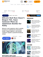 Bitcoin Bull Run Hasn’t Begun Yet, Says Samson Mow as Optimism Builds for Rally – Markets and Prices Bitcoin News