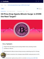 Oil Price Drop Sparks Bitcoin Surge: Is $109K the Next Target?