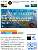 Grab These 6 Best Meme Coins Now for Insane Returns This Week | Live Bitcoin News