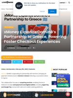 xMoney Expands Domino’s Partnership to Greece, Powering Faster Checkout Experiences | Live Bitcoin News