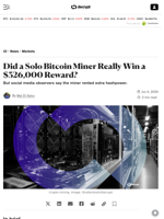 Did a Solo Bitcoin Miner Really Win a $326,000 Reward? - Decrypt