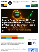 Solana Price Forecast: SOL Price Expected To Retrace Under $150 By The End Of December; Here's Why | Live Bitcoin News
