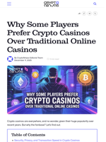 Why Some Players Prefer Crypto Casinos Over Traditional Online Casinos