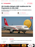 Air Arabia Adopts AED stablecoin for Payments in the UAE - Coinspeaker