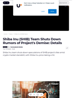 Shiba Inu (SHIB) Team Shuts Down Rumors of Project's Demise: Details - U.Today