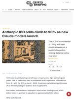 Anthropic IPO odds climb to 90% as new Claude models launch