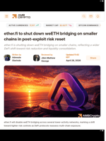 ether.fi to shut down weETH bridging on smaller chains in post-exploit risk reset - AMBCrypto