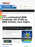 CZ’s estimated BNB holdings hit $75B as BNB breaks new highs - The Crypto News Wire