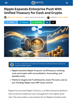 Ripple Unifies Cash and Crypto Treasury in Enterprise Push