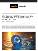 Why Ozak AI’s $0.012 Entry Could Give Investors a Shot at 25,000% Profits Within Two Years