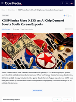 KOSPI Index Rises 0.33% as AI Chip Demand Boosts South Korean Exports