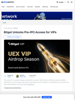 Bitget Unlocks Pre-IPO Access for VIPs with UEX Airdrop