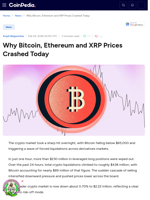 Why Bitcoin, Ethereum and XRP Prices Crashed Today