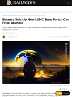 Binance Sets Up New LUNC Burn Portal: Can Price Bounce? - DailyCoin