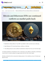 Bitcoin and Ethereum ETFs see continued outflows as market pulls back - CoinJournal