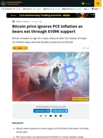 US PCE Inflation Data Fails to Stop Bitcoin Dipping Under $109,000