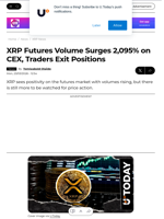 XRP Futures Volume Surges 2,095% on CEX, Traders Exit Positions - U.Today