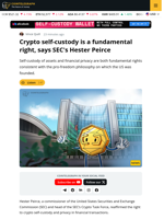 SEC Commissioner Hester Peirce 'Baffled' That Self-Custody is Even Debated