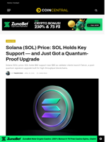 Solana (SOL) Price: SOL Holds Key Support — and Just Got a Quantum-Proof Upgrade - CoinCentral
