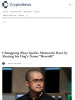 Changpeng Zhao Sparks Memecoin Race by Sharing his Dog’s Name 