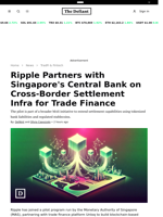 Ripple Partners with Singapore's Central Bank on Cross-Border Settlement Infra for Trade Finance - 