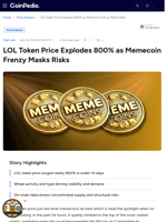 LOL Token Price Explodes 800% as Memecoin Frenzy Masks Risks