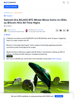 Satoshi-Era 80,000 BTC Whale Move Coins to CEXs