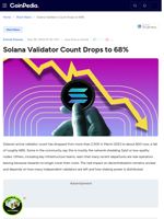 Solana Validator Count Drops to 68%