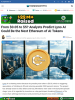 From $0.05 to $5? Analysts Predict Lyno AI Could Be the Next Ethereum of AI Tokens