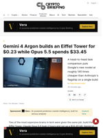 Gemini 4 Argon builds an Eiffel Tower for $0.23 while Opus 5.5 spends $33.45
